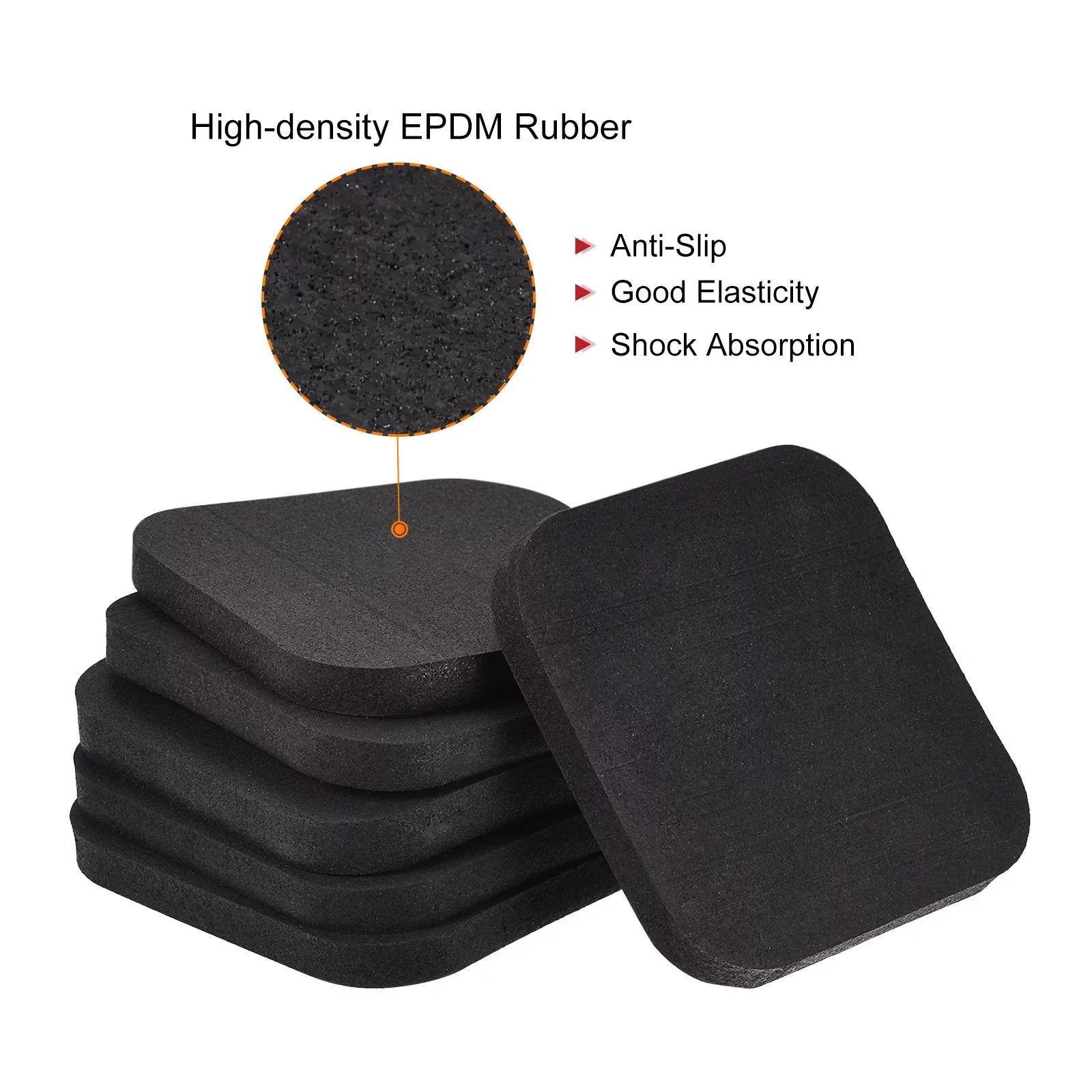 Uxcell Treadmill Mat-3.9"x3.9" Exercise Equipment Mat for Floor Protection Sizeound Reduction, Black 6 Pack