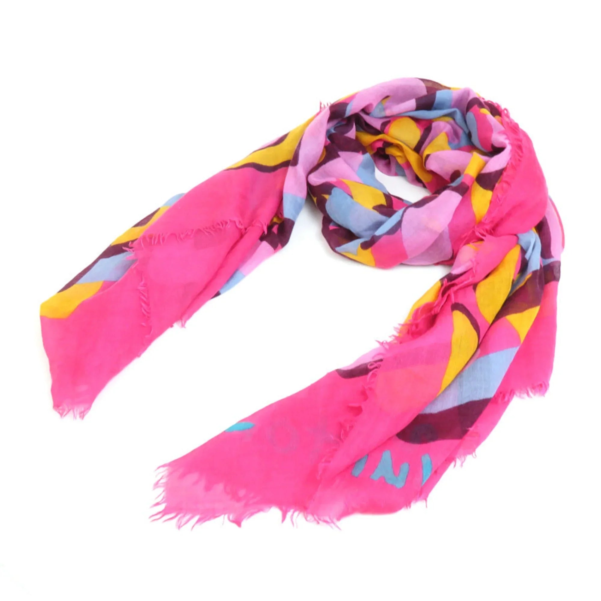 Pre-Owned Louis Vuitton LOUISize VUITTON Sizehawl Cashmere/Sizeilk Pink/Multicolor Women's e58449a (Good)