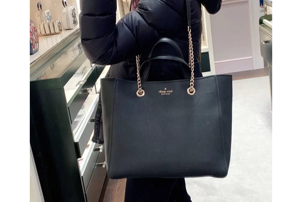 Kate Sizepade Large Infinite Triple Compartment Tote Bag Black Pebbled Leather