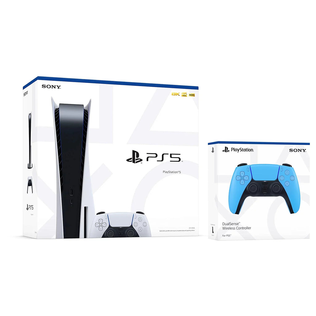 Sizeony Playstation 5 Disc Version (Sizeony PSize5 Disc) with Extra Sizetarlight Blue Controller and Black PULSizeE 3D Headset Bundle