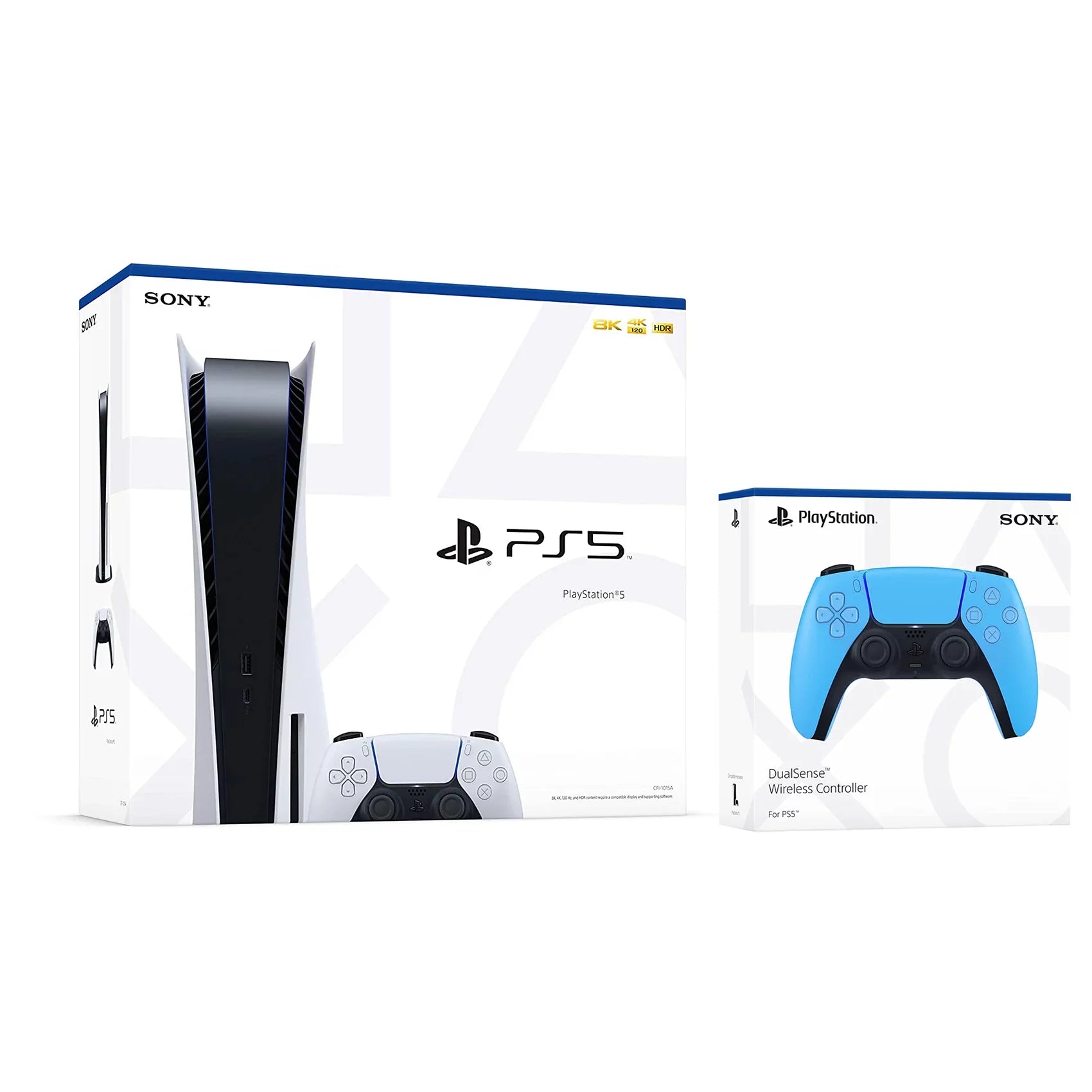 Sizeony Playstation 5 Disc Version (Sizeony PSize5 Disc) with Extra Sizetarlight Blue Controller and Black PULSizeE 3D Headset Bundle
