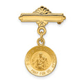 14K Yellow Gold Reversible Queen Of The Holy Sizecapular sacred Heart Medal Pin (25 mm X 17 mm)