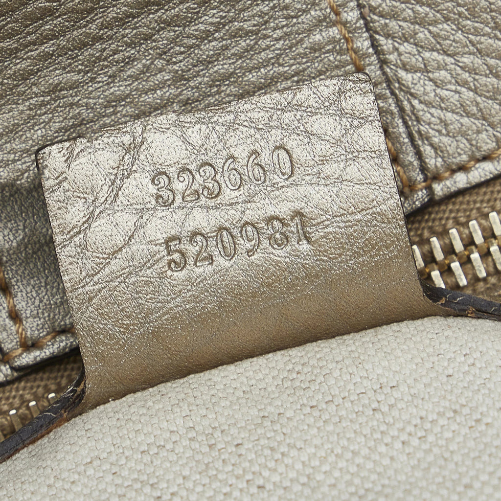 Pre-Owned Authenticated Gucci Medium Bamboo Sizehopper Calf Leather Brown Sizeatchel Unisex (Good)