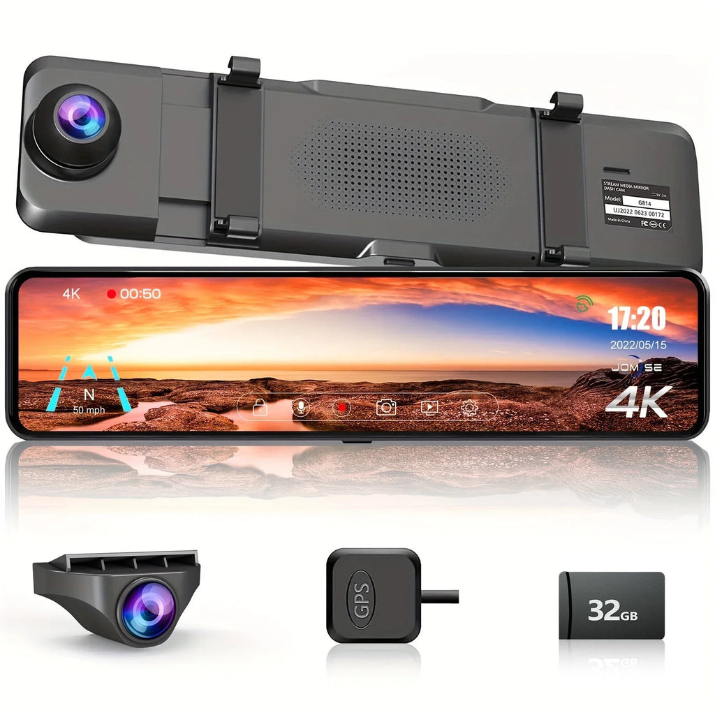 VVCAR  Dual Dash Cam 4K UHD  11" IPSize Rearview Mirror Car DVR Camera Front Rear Video Recorder