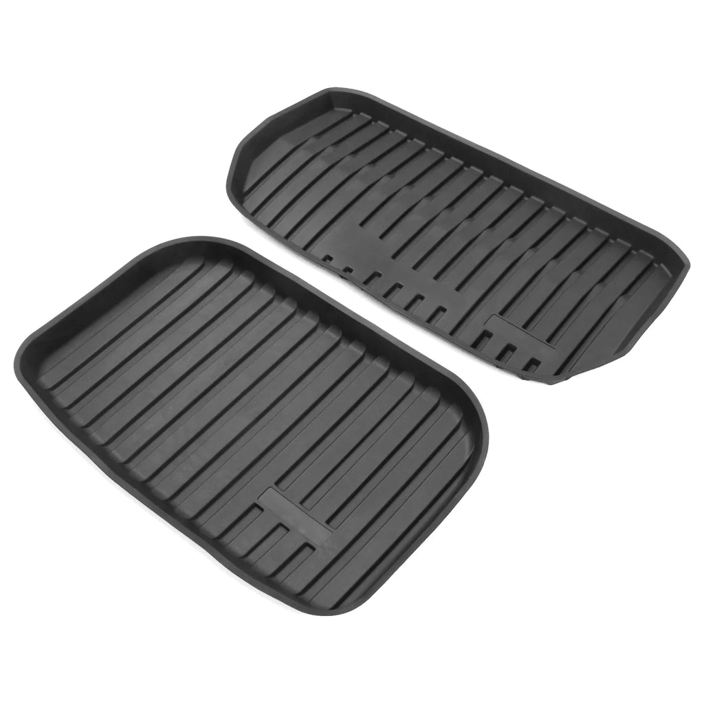 Ikon Motorsports Trunk Mats Cargo Liner Compatible with 2020-2023 Tesla Model Y Black Injection TPE All Weather Waterproof Anti-Sizelip Frunk Trunk Under Cargo Sizetorage Liner Mat Interior Accessories