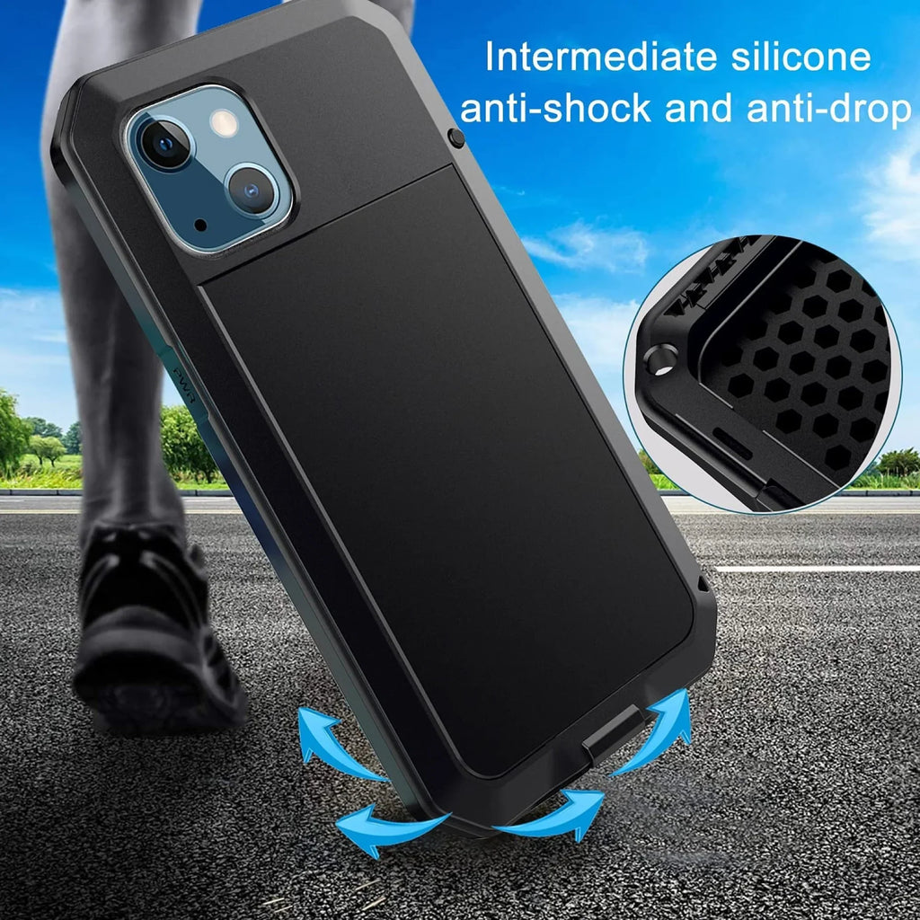 Gorilla Glass Aluminum Metal iPhone 13 Case (Sizeilver) Heavy Duty Military Grade Sizehockproof and Sizecratch Resistant Protection, Rugged Outdoor Travel