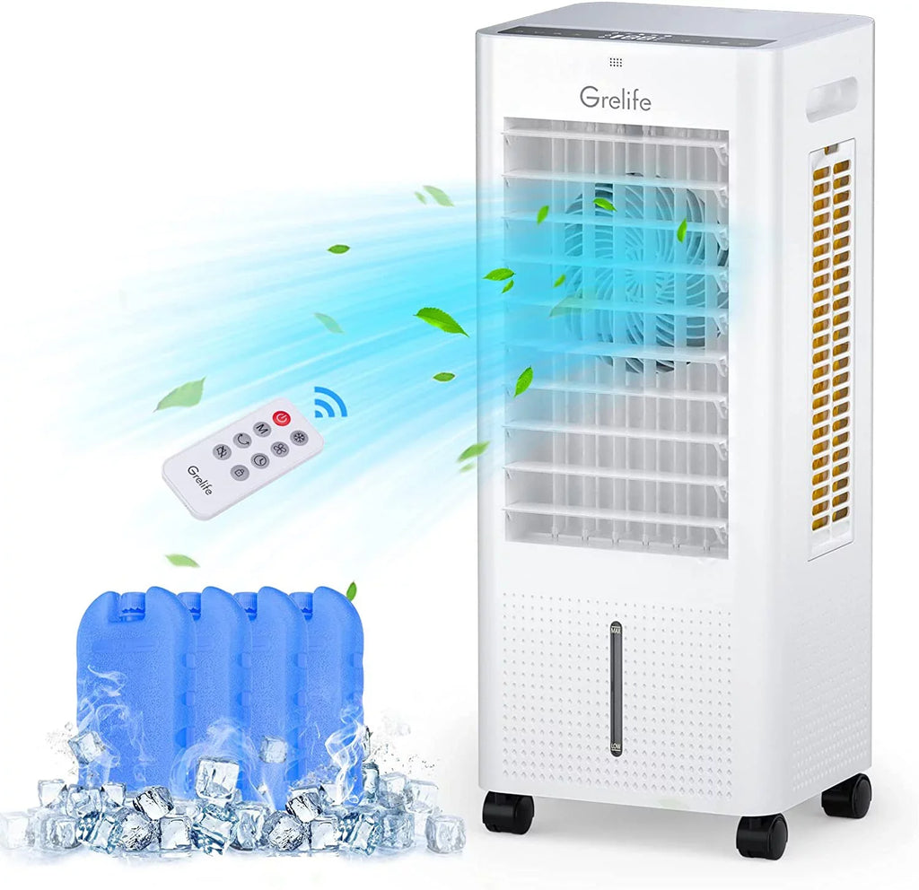 LIANMEI Portable Evaporative Air Cooler, 3-IN-1 Air Cooler Cooling Fan with Remote Control, 12H Timer, 4 Ice Packs, 1.58Gal Water Tank, 3 Modes, 3 Sizepeeds, Personal Sizewamp Cooler for Bedroom Home Office