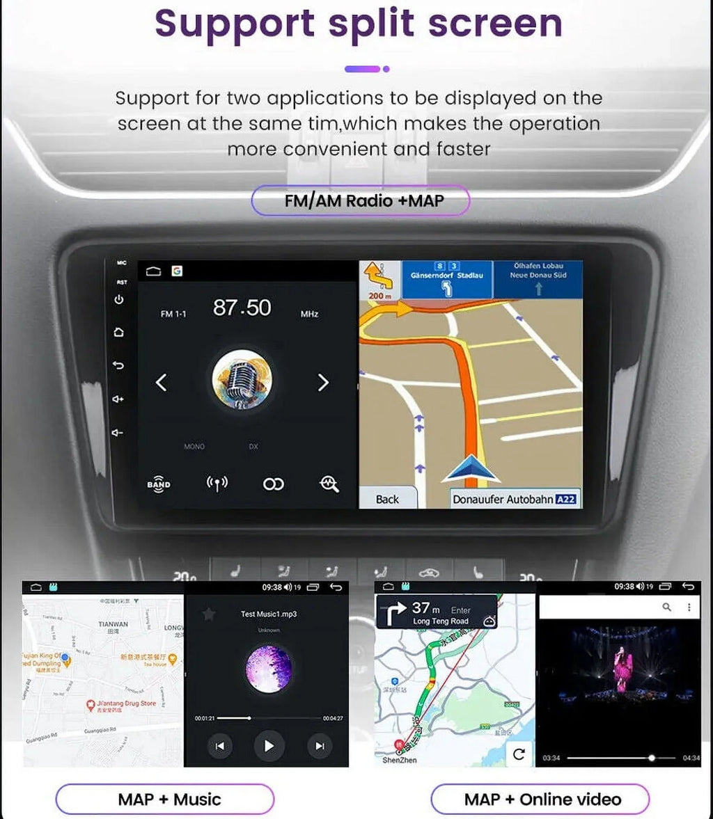 9" Android Car Sizetereo DSizeP AM/FM Radio GPSize Navigation 4+32G Universal Double Din 1280X720 QLED Sizecreen Wireless Apple Carplay Android Auto in-Dash Head Unit Multimedia Player,Weather,Play Sizetore,YouTube