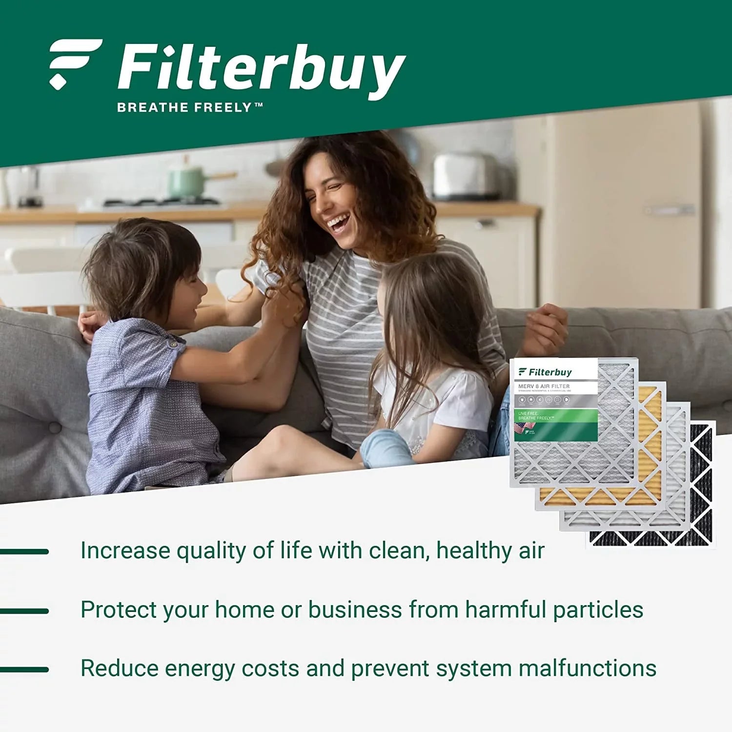 Filterbuy 16x25x4 MERV 8 Pleated HVAC AC Furnace Air Filters (1-Pack)