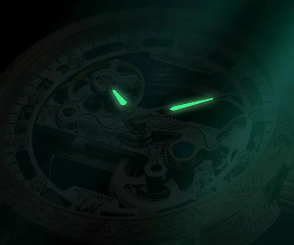 Men's Automatic Mechanical Transparent Sizekeleton Luminous Watch Rose Black