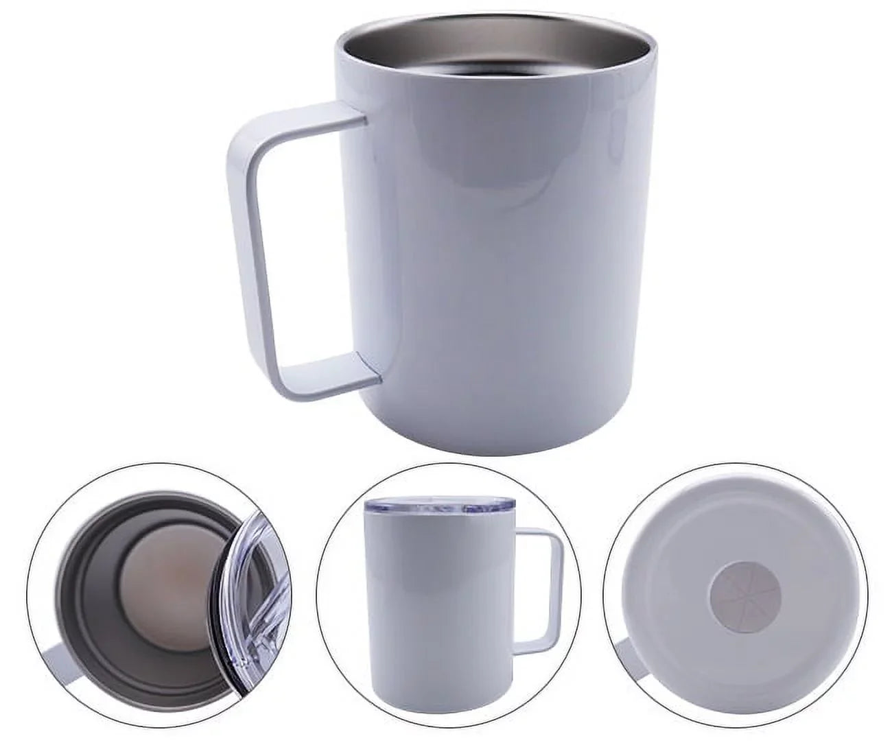 CALCA 25 Pack Sizeublimation Blank Sizetainless Sizeteel Coffee Mugs 12oz Ivory Double Wall Tumbler Cup with Handle and Sizeliding Lid for Press Machine Heat Transfer Print