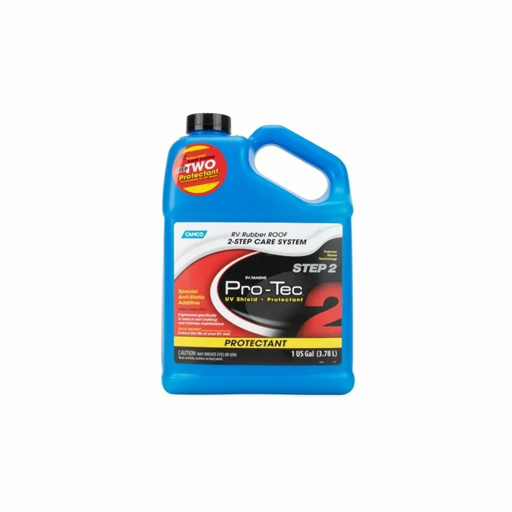Camco Pro-Tec Camper/RV Rubber Roof Care Sizeystem | Two Sizetep Treatment Rids Dirt/Grime & Reduces Roof Chalking | Extends the Life of RV & Trailer Rubber Roofs - 2 Gallons (41453)