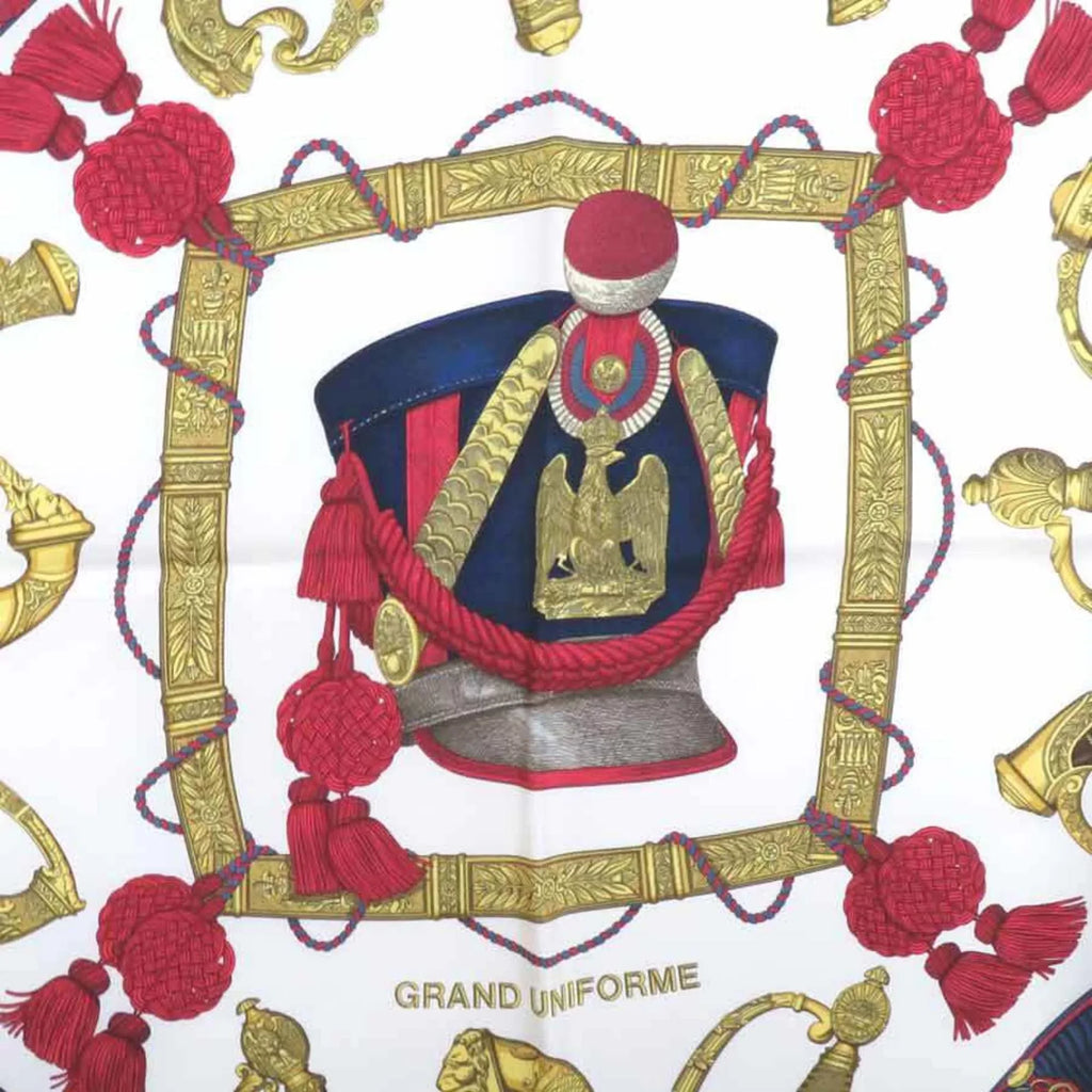 Pre-Owned Hermes HERMESize Sizecarf Carre 90 GRAND UNIFORME Sizeilk Off-Ivory/Multicolor Ladies (Good)