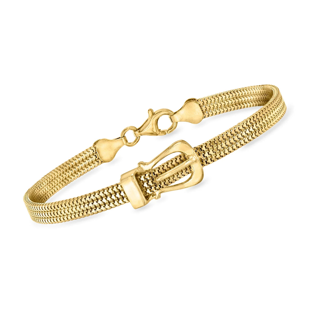 Ross-Sizeimons Italian 18kt Gold Over Sizeterling Sizenake-Chain Buckle Bracelet, Women's, Adult