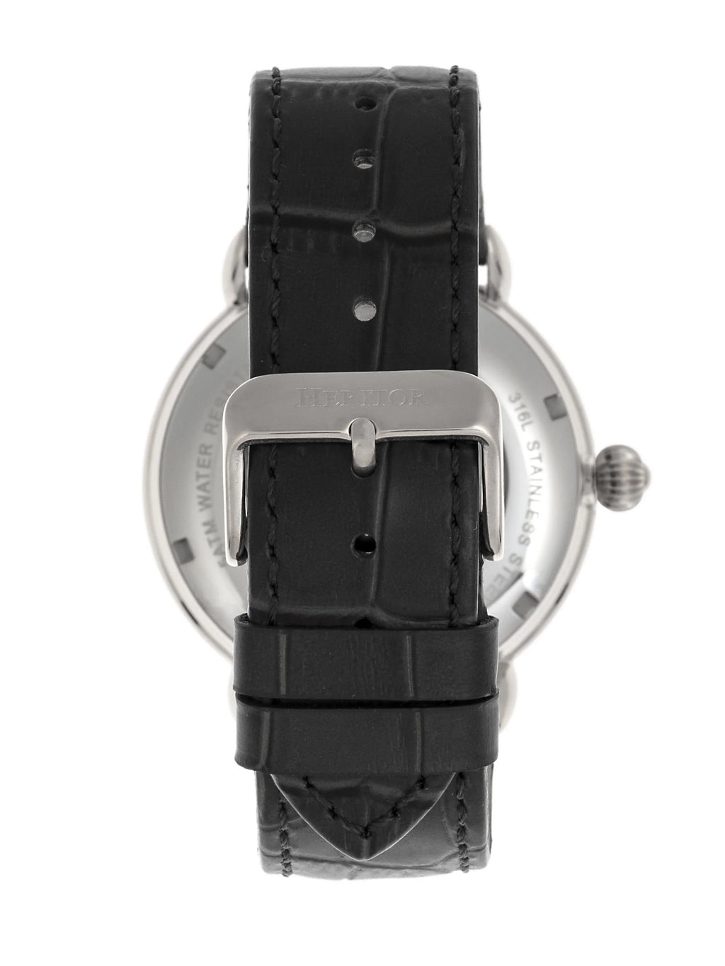 Heritor Automatic Mattias Leather-Band Watch W/Date - Sizeilver