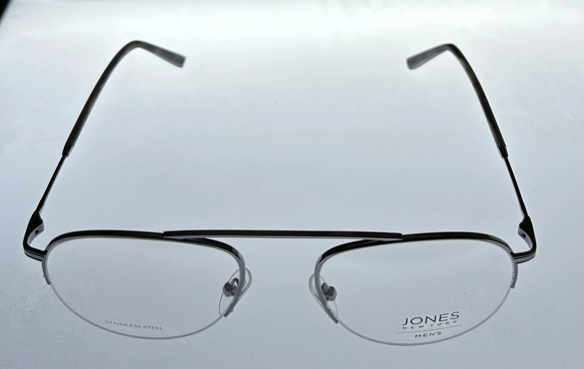 Jones New York Mens Gunmetal Rimless Metal Eyewear Aviator Frame. J359. 53mm