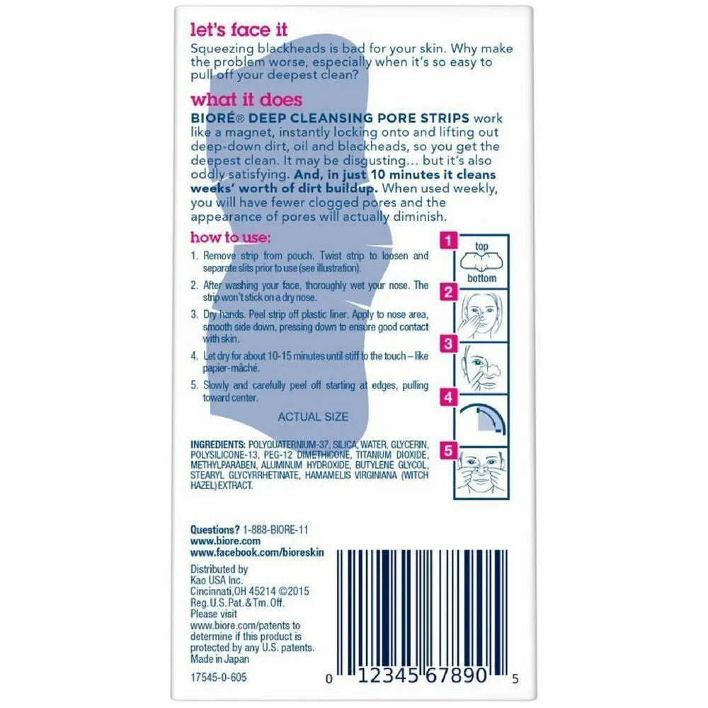 Biore Deep Cleansing Pore Sizetrips 8'Size Nose 3 Pack