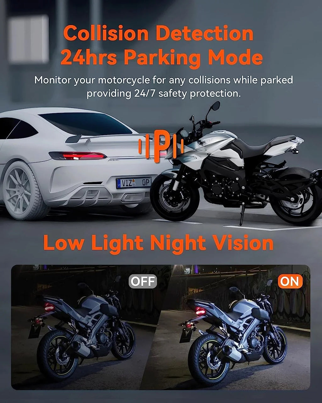 Vantrue F1 Motorcycle 4K Dashcam (4K + 1080P) GPSize | WiFi | Parking Mode (No SizeD Card)