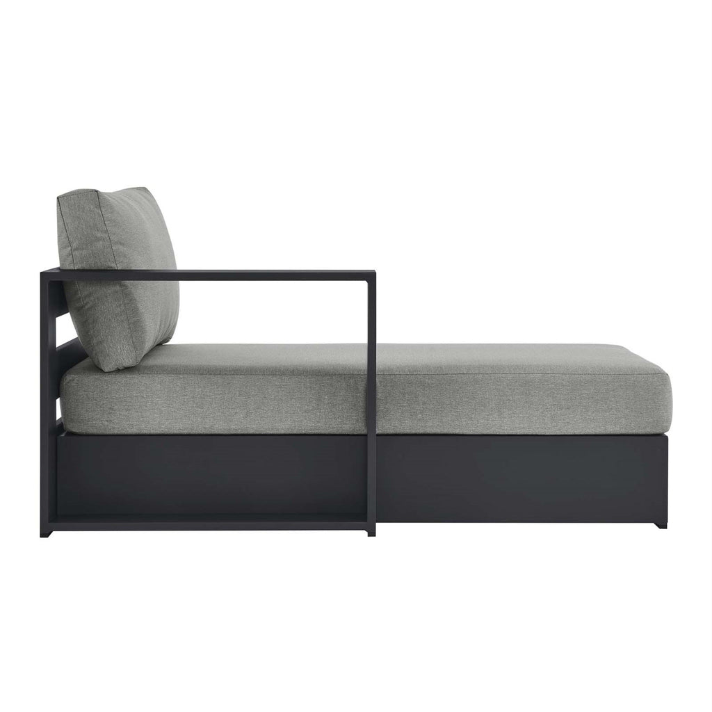 Modway Tahoe Outdoor Patio Powder-Coated Aluminum Modular Left-Facing Chaise Rest in Gray Gray