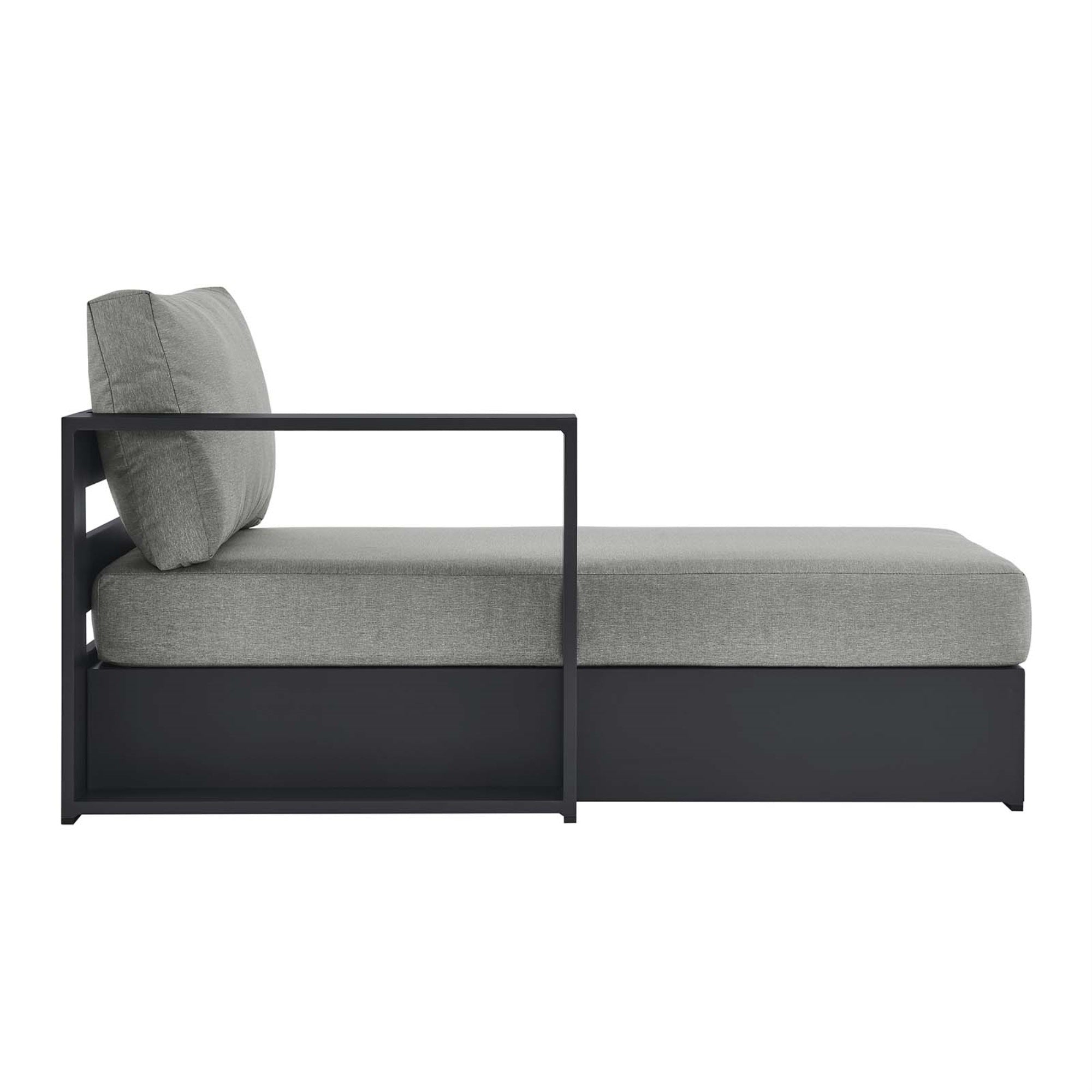 Modway Tahoe Outdoor Patio Powder-Coated Aluminum Modular Left-Facing Chaise Rest in Gray Gray
