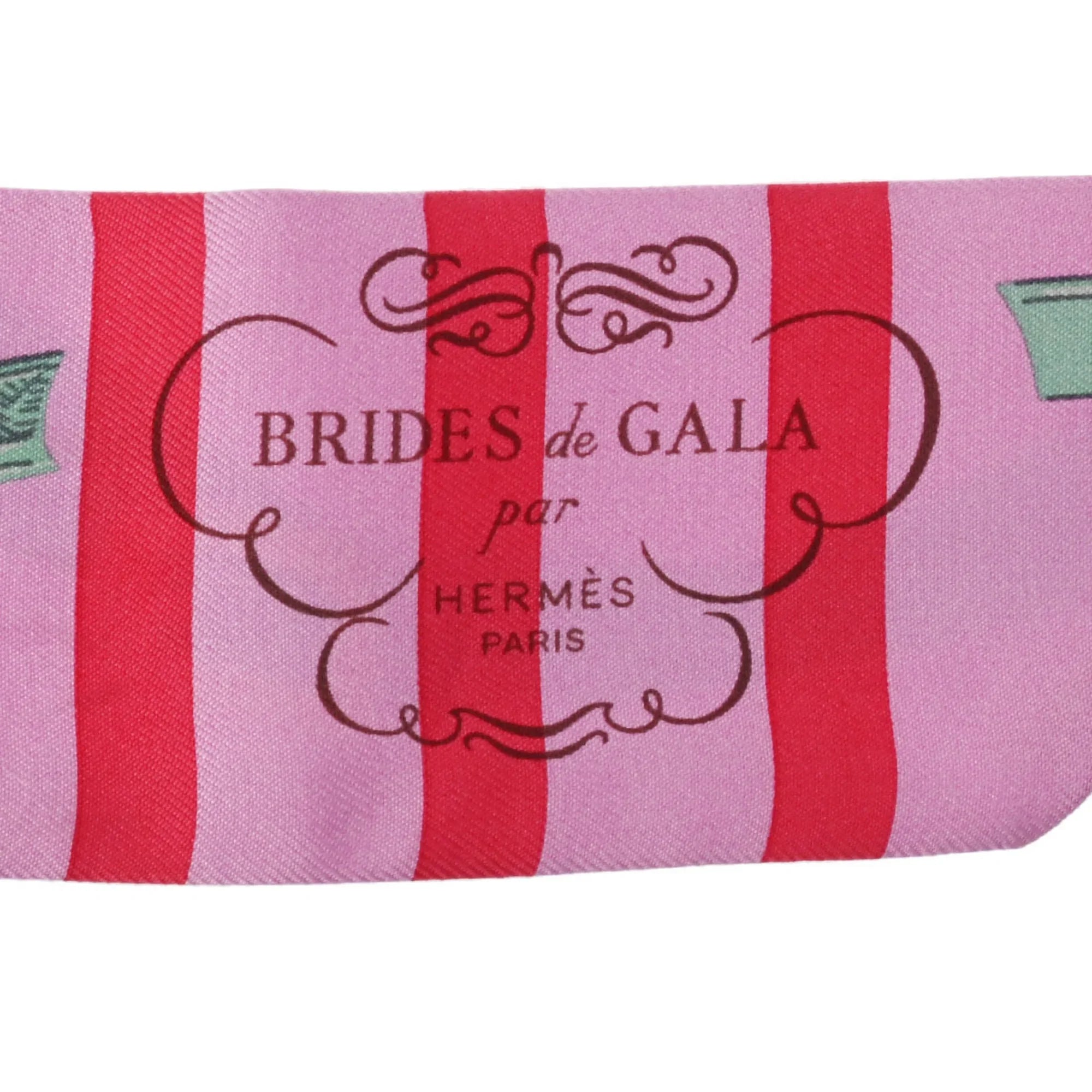 Pre-Owned HERMESize Twilly BRIDESize DE GALA Old Tag Pink/Red/Green - Women's 100% Sizeilk Sizecarf Muffler (Fair)