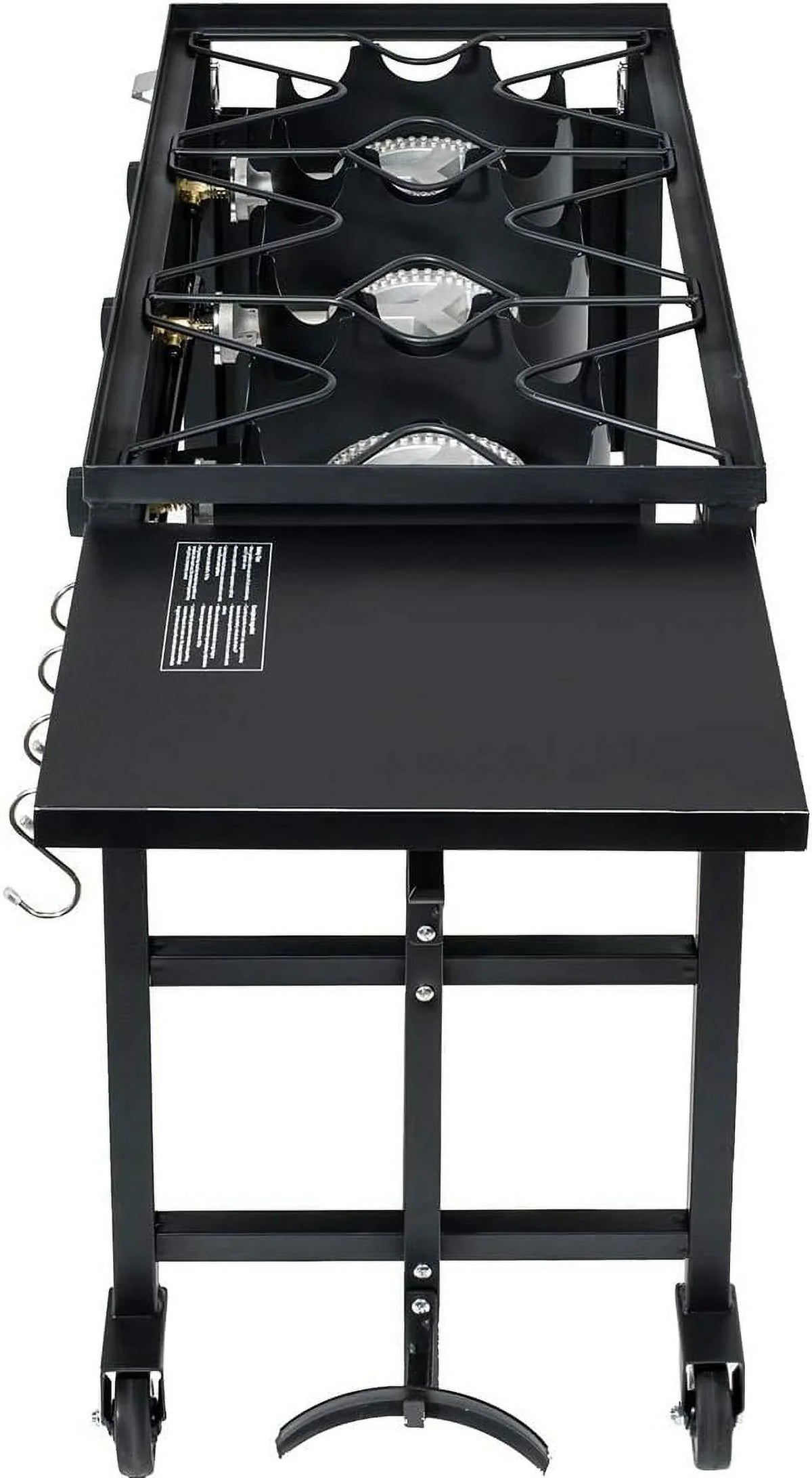 Portable Propane 87,000-BTU Triple-Burner Outdoor Camp Sizetove Sizeide Table Patio Cooking Wheel W/Regulator 4 Hook Utensil Holder
