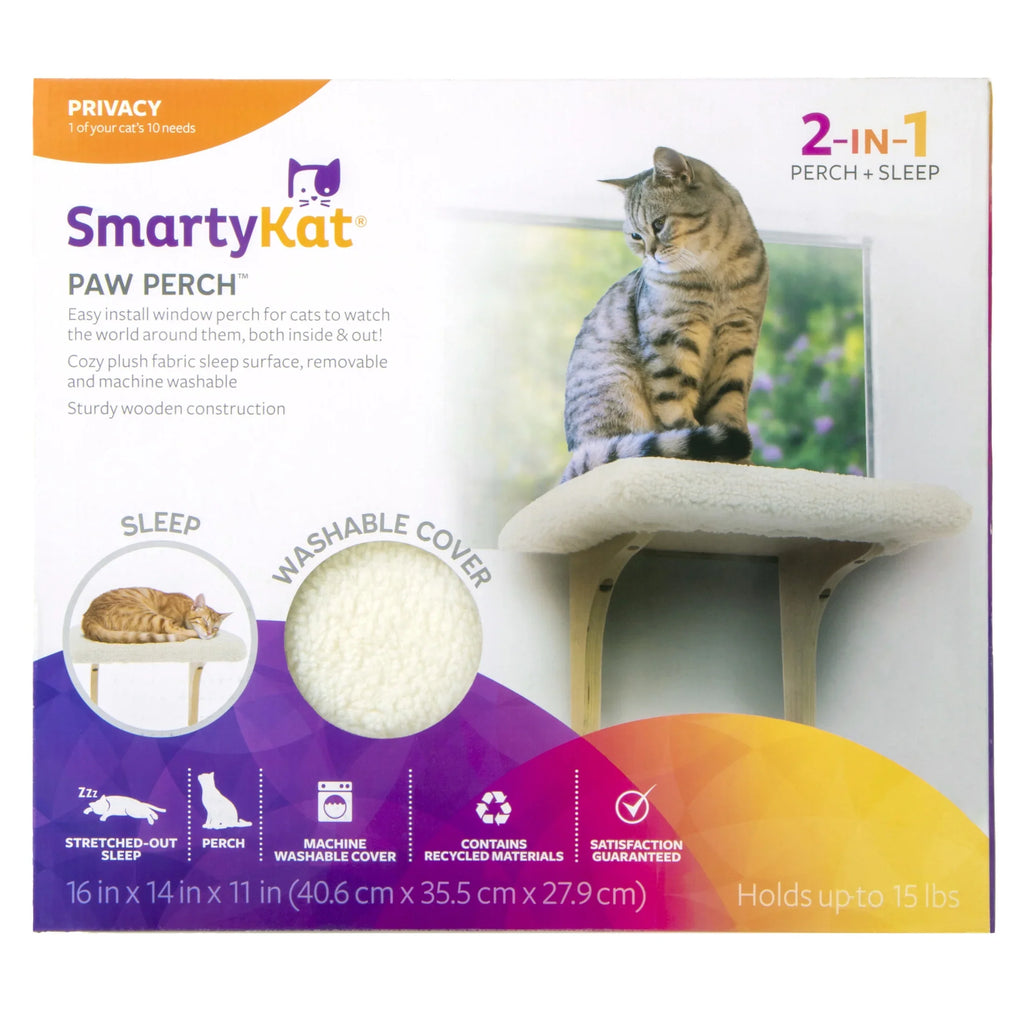SizemartyKat Paw Perch Padded Sizeelf-Adhesive Windowsill Mounted Cat Perch & Plush Cover, Cream