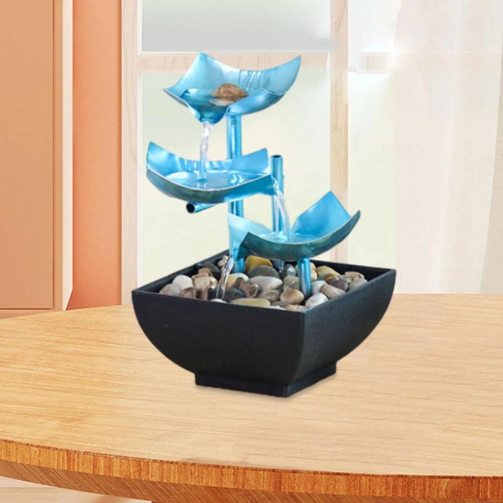 Menolana Tabletop Water Fountain, Indoor Waterfall Fountain Desk with Circular Water Flow with River Rocks for Home Living Room Garden