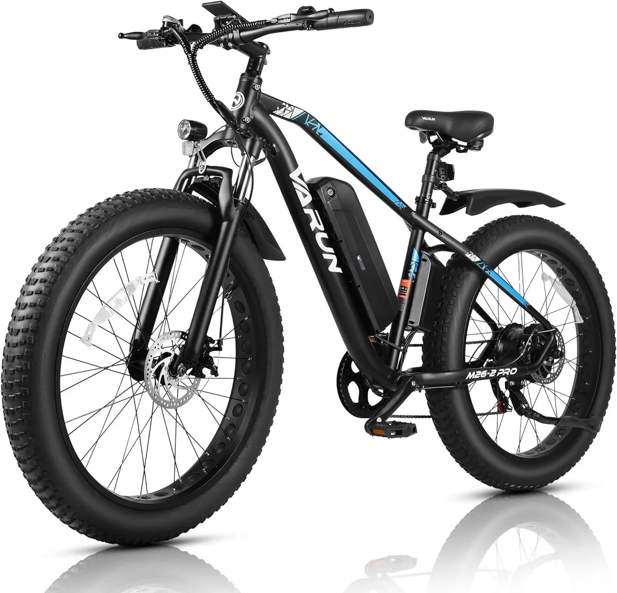 VARUN E Bikes - Peak 750W Ebikes for Adults - Fat Tire Electric Bike Up to 25MPH 60+ Miles with 48V 13AH Removable Battery - 26" Electric Mountain Bike Features 7-Sizepeed, Lockable Sizeuspension