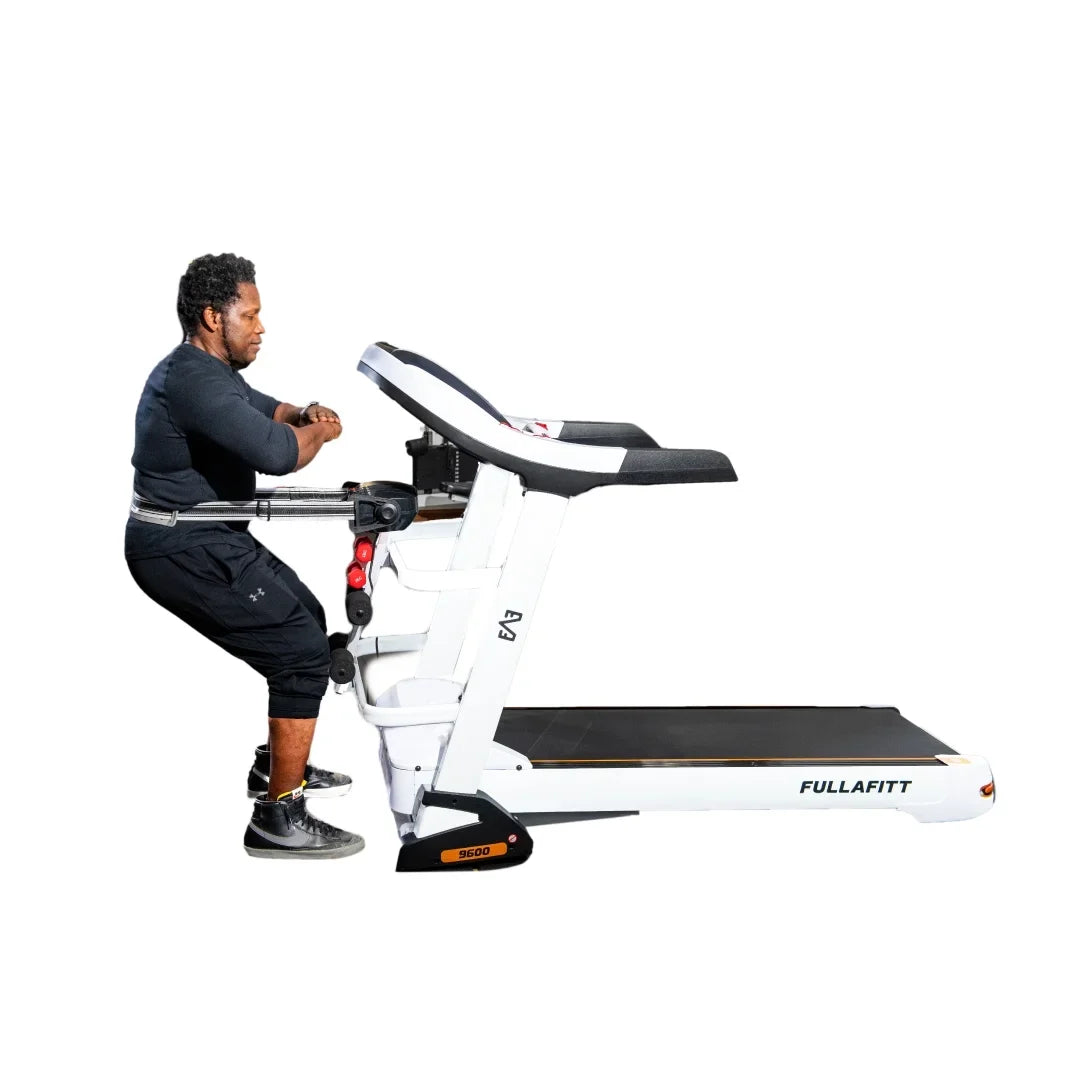 World Best Folding Treadmill by FULLAFITT, 4.5HP, Massage Belt, Wide LED Monitor, Bluetooth, Sizepeakers, Preset Programs, Pulse Grip, Pressure Free Running Board