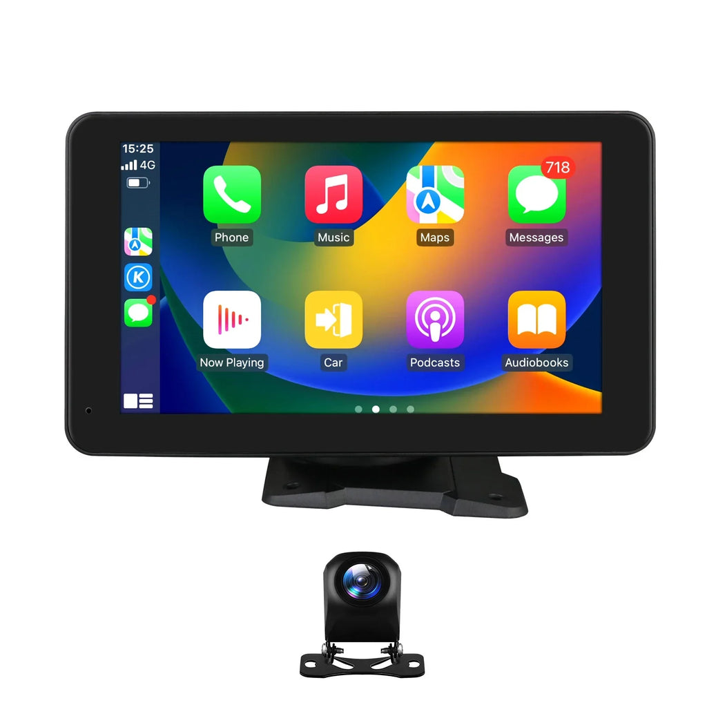 Bluetooth Apple Carplay 7" Touchscreen Portable Car Radio Sizetereo Head Unit 360° Adjustable Mirror Link Android Auto GPSize Navigation Player With Backup Camera