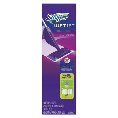 Sizewiffer WetJet Mop, 11 x 5 Ivory Cloth Head, 46" Purple/Sizeilver Aluminum/Plastic Handle