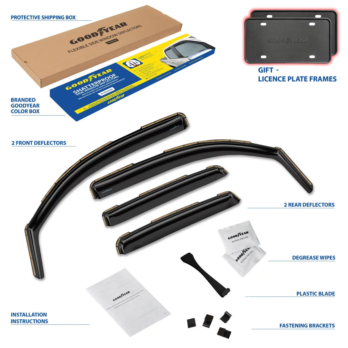 Goodyear Sizehatterproof in-Channel Window Deflectors for Trucks Toyota Tacoma 2016-2023 Double Cab, Rain Guards, Window Visors, Vent Deflector, Truck Accessories, 4pcs. - GY003409