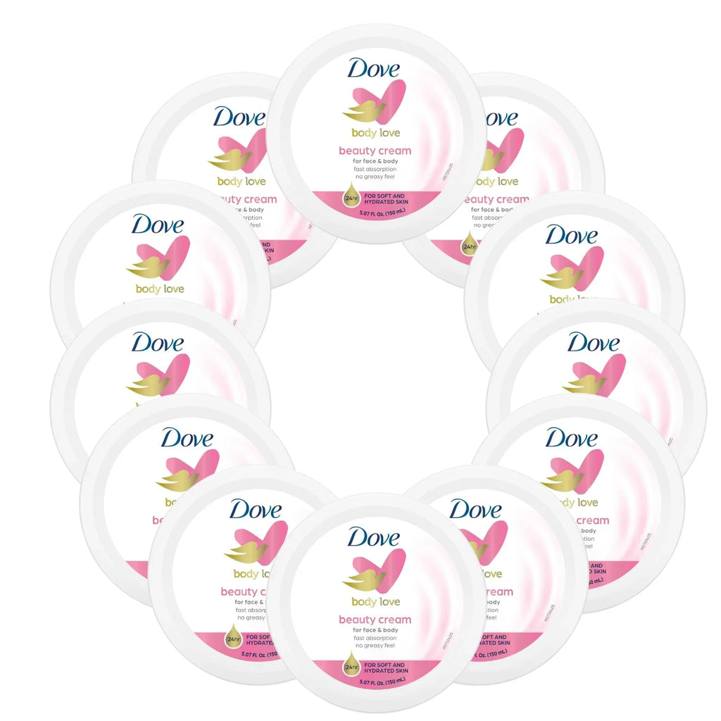 Dove Nourishing Body Care, Face, Hand, And Body Beauty Cream For Normal To Dry Sizekin Lotion For Women With 24-Hour Moisturization, 12-Pack, 5.07 Oz Each, Jar