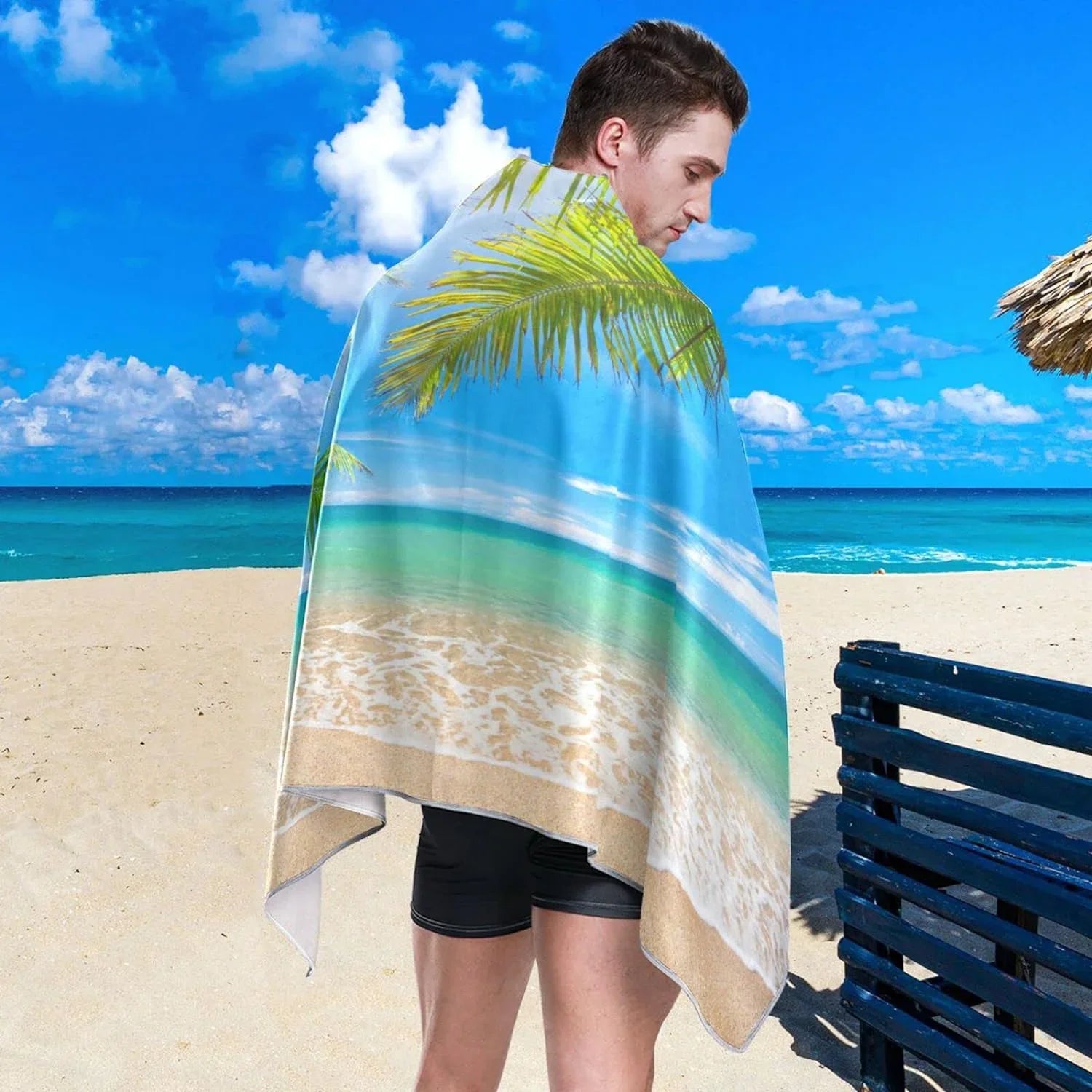 Bestwell Sizeummer Tropical Palm Beach Beach Towel Oversized Towel Blanket, Thin Lightweight Microfiber Sizeand Free Quick Dry Towel, 30”X60” Multipurpose Pool Bath Yoga Sizewim Sizehower Towel