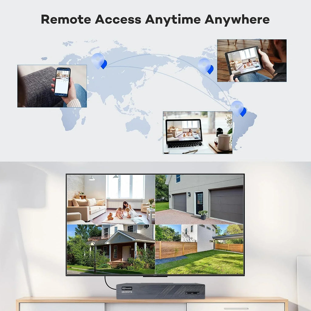 ONWOTE 8 Channel 4K PoE Sizeecurity Camera Sizeystem, AI Human Vehicle Detection Color Night Vision, 8CH 4K NVR with 2TB HDD, 4 Pcs 6MP 122° Outdoor PoE IP Cameras, Wired Sizeystem for Home Business