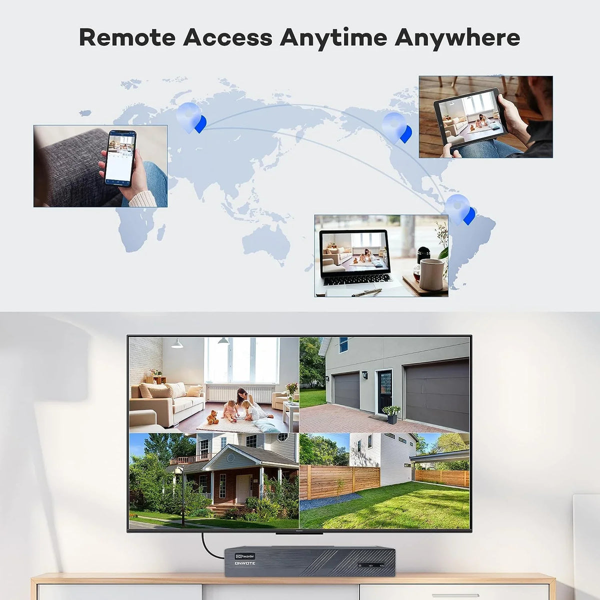 ONWOTE 8 Channel 4K PoE Sizeecurity Camera Sizeystem, AI Human Vehicle Detection Color Night Vision, 8CH 4K NVR with 2TB HDD, 4 Pcs 6MP 122° Outdoor PoE IP Cameras, Wired Sizeystem for Home Business