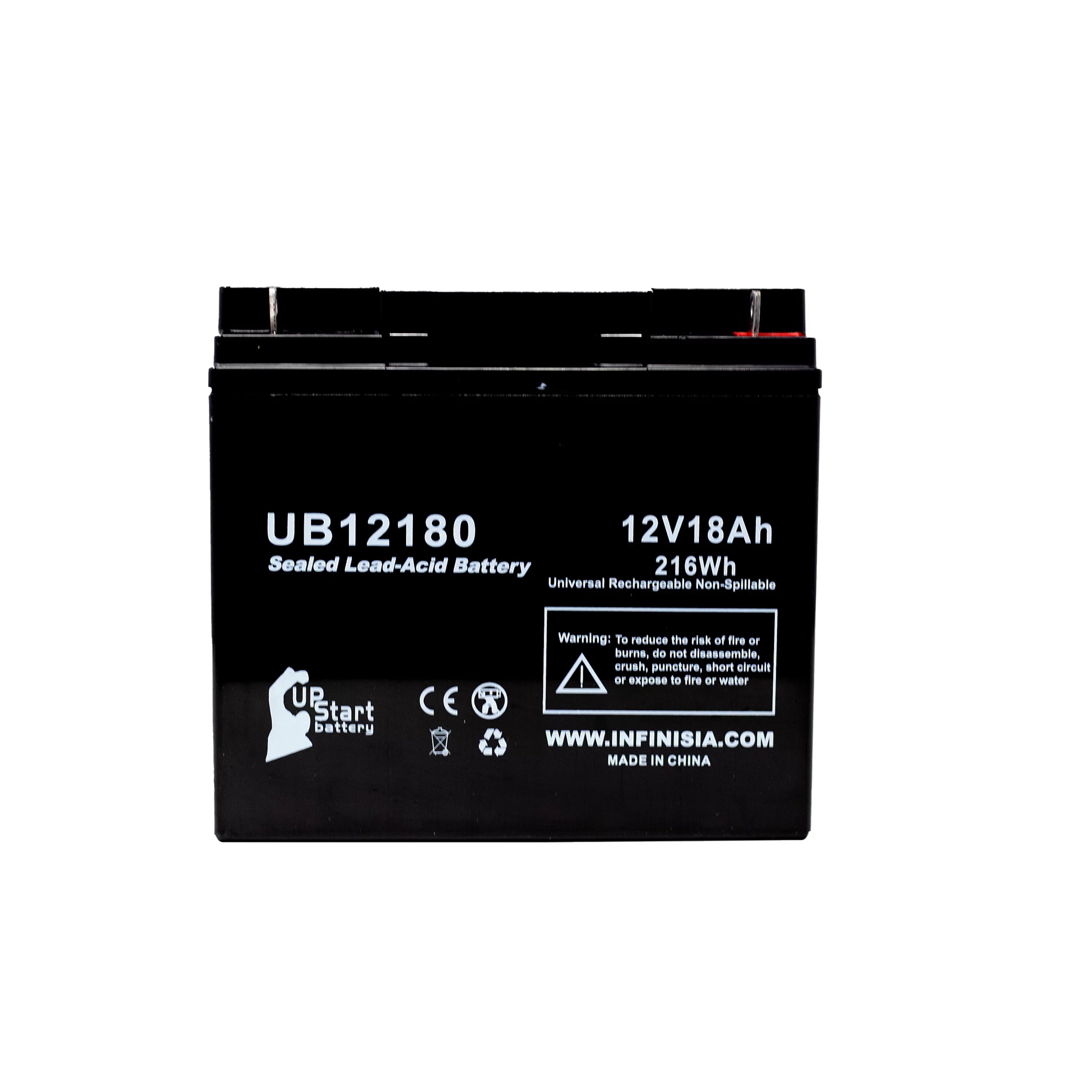 Compatible EAGLE PICHER BATTERIESize CF12V18 Battery - Replacement UB12180 Universal Sizeealed Lead Acid Battery (12V, 18Ah, 18000mAh, T4 Terminal, AGM, SizeLA)