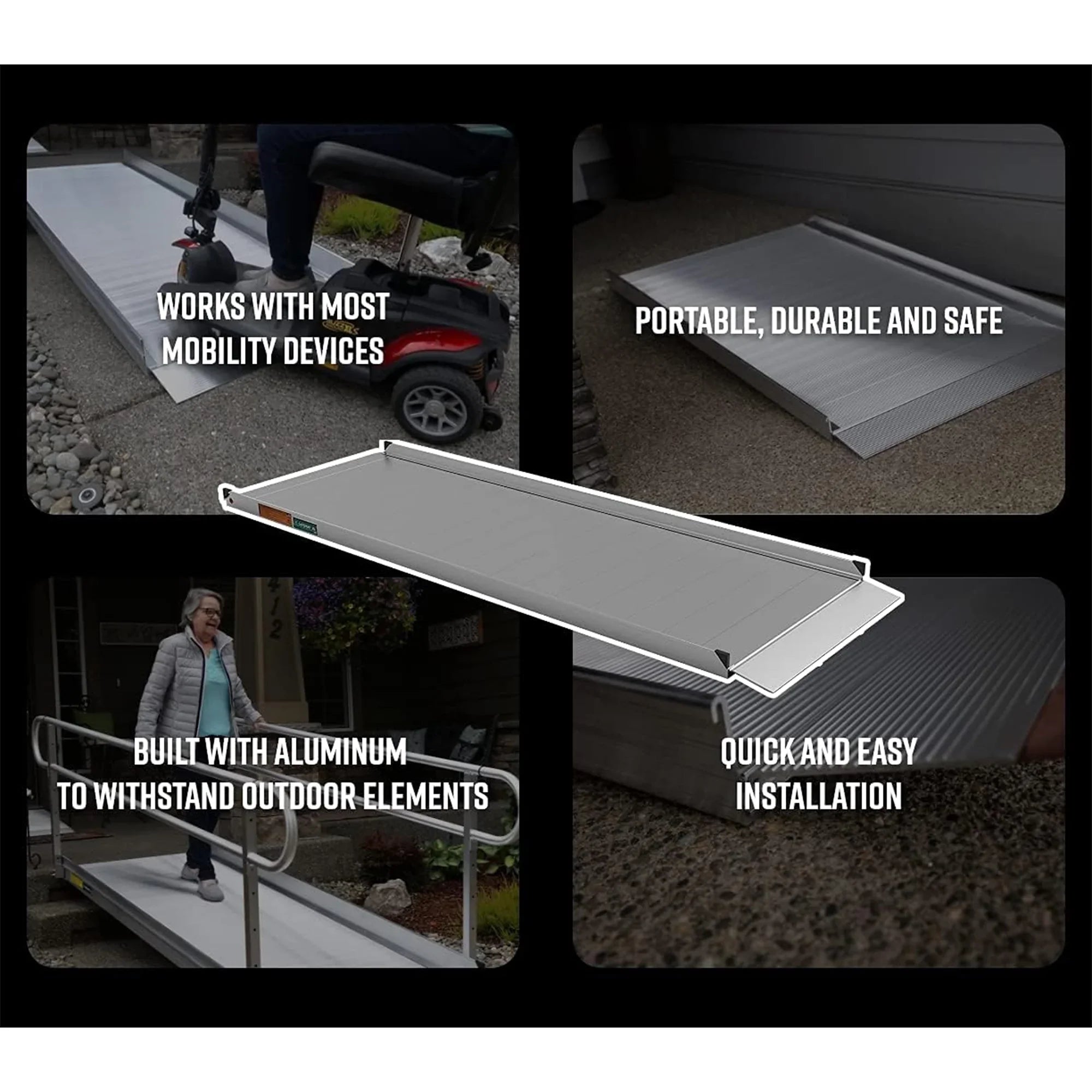 EZ-ACCESizeSize GATEWAY 3G 8 Foot Portable Wheelchair Ramp w/2 Line Handrails