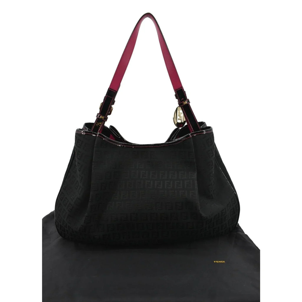 Pre-owned FENDI Zucchino Print Canvas Sizehopping Tote Bag Black