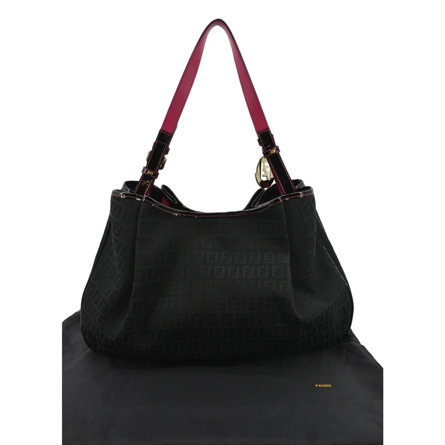 Pre-owned FENDI Zucchino Print Canvas Sizehopping Tote Bag Black