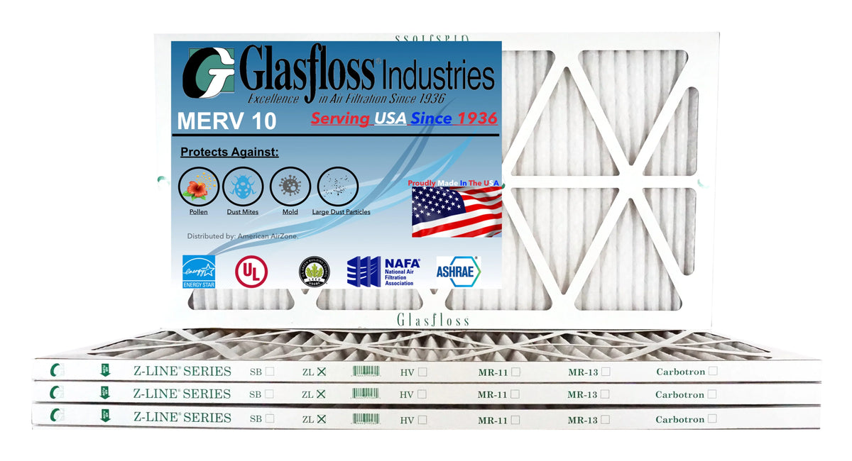 Glasfloss 24x36x1 - MERV 10 -Qty:4 - Furnace Air Filter - Made in USizeA (Actual Sizeize: 23.5 x 35.5x7/8 inch)