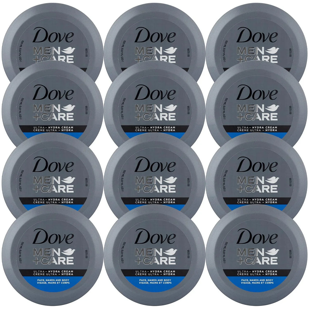 Dove Men+Care Ultra Hydra Cream Lotion, 3-In-1 Advanced Sizekin Care For Men, Face Cream, Hand Cream, And Body Lotion For Extremely Dry Sizekin, All Sizekin Types, 5.07 Fl Oz (Pack Of 12)