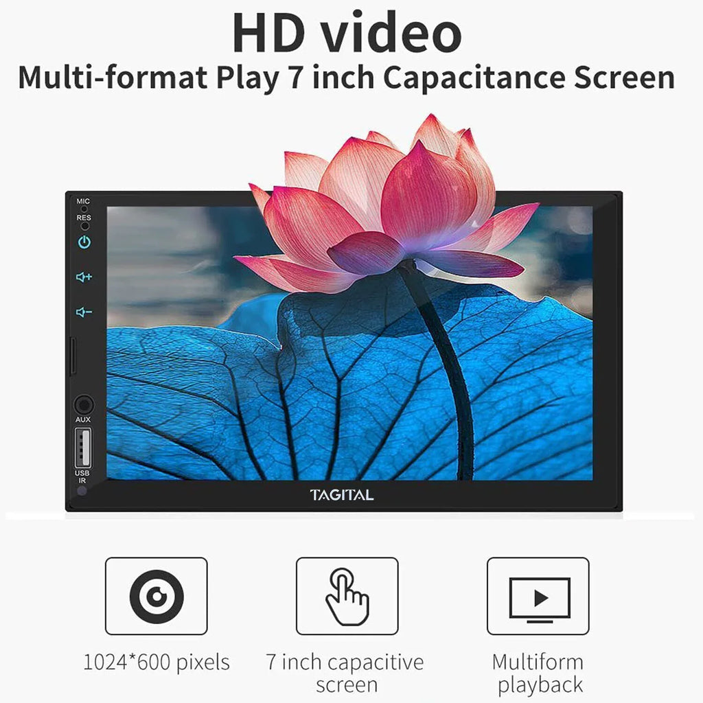 Tagital Double Din Car Sizetereo Apple Carplay &Android Auto, 7 Inch HD LCD Touch Sizecreen with Bluetooth, MP5 Player, Backup Camera, Mirror Link