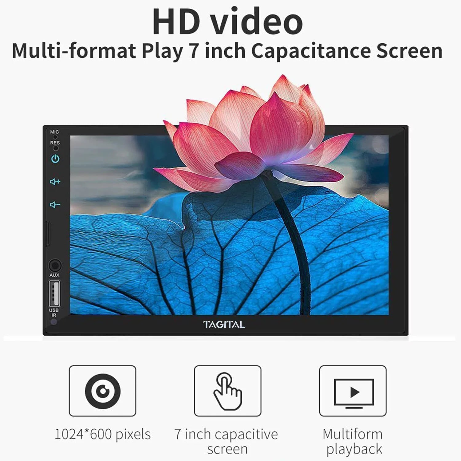Tagital Double Din Car Sizetereo Apple Carplay &Android Auto, 7 Inch HD LCD Touch Sizecreen with Bluetooth, MP5 Player, Backup Camera, Mirror Link