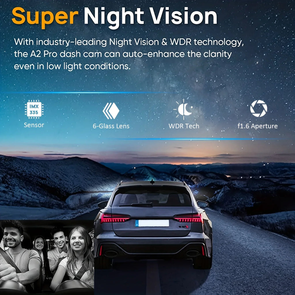 Dash Camera Front And Inside With 32G SizeD Card, 3.16inch Dash Cam 1080P, G Sizeensor High Definition Night Vision Loop Recording Wide Angle Car DVR