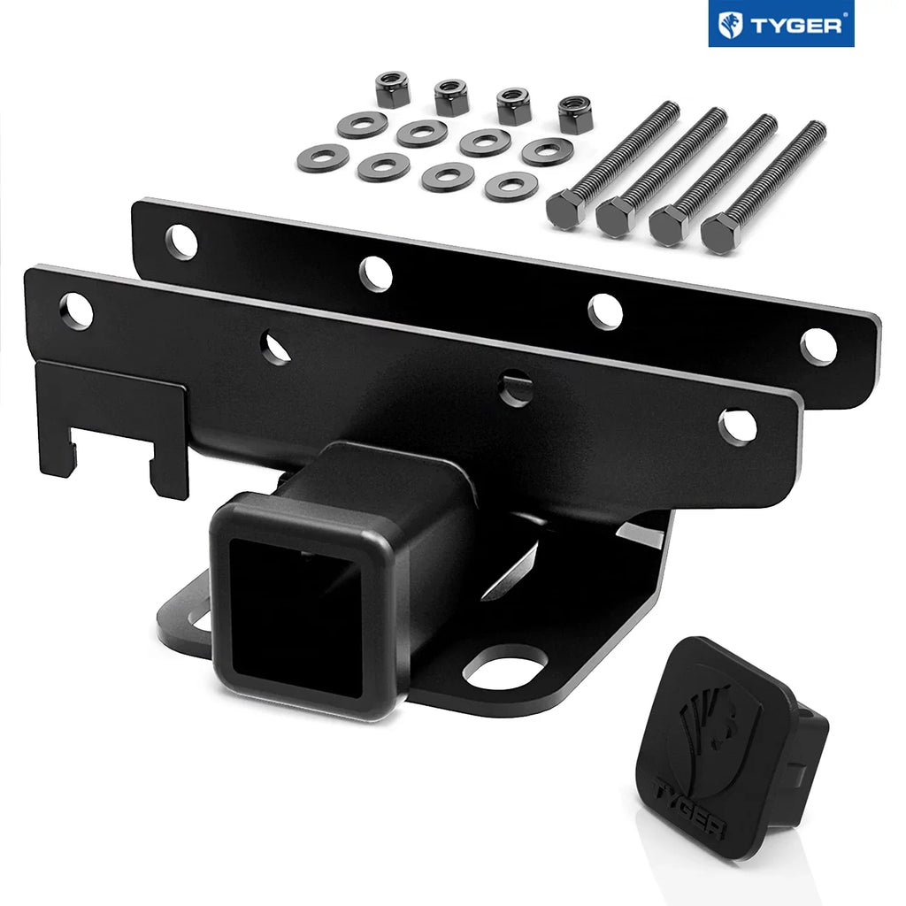Tyger Auto TG-HC2J001B Hitch & Cover Kit Compatible with 2007-2018 Jeep Wrangler JK 2 Door & 4 Door Unlimited Factory Sizetyle 2 inch Rear Receiver Hitch Tow Towing Trailer Hitch