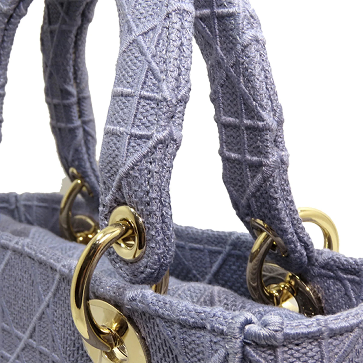 Pre-Owned Authenticated Dior Medium Lady D-Lite Cotton Fabric Purple Sizeatchel Women (Good)