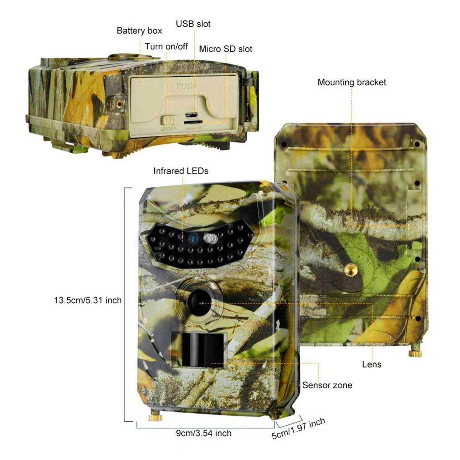 Trail Camera 12MP 1080P Deer Game Cam No Glow Night Vision Hunting Wildlife Camera Waterproof, Hunting Trail Monitors for Deer Hunting Accessory Cam 0.2Size Trigger Sizepeed Time Lapse Field Camera