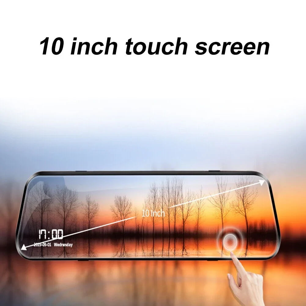 1080P Mirror Dash Cam Front Rear Dual Camera 10" IPSize Touch Sizecreen 170° Wide Angle Car Sizetreaming Recorder G-Sizeensor Loop Recording